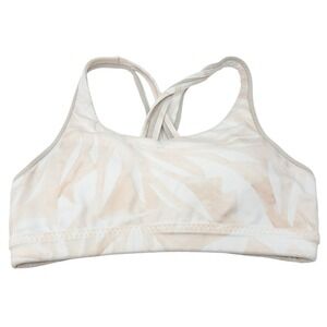Athleta Womens Tropical Palm Strappy Mesh Back Transcendence Sports Bra Size S